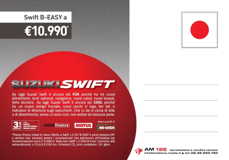 Fun. Cool. La campagna di Suzuki Swift anche sulle cartoline pubblicitarie Ambient Media — foto 2
