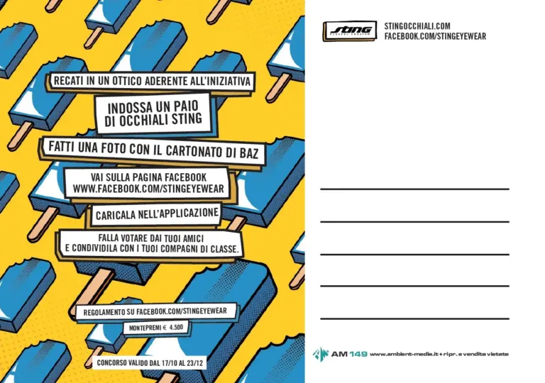 Occhiali Sting lancia il social contest con Baz sulle cartoline Ambient Media — foto 2