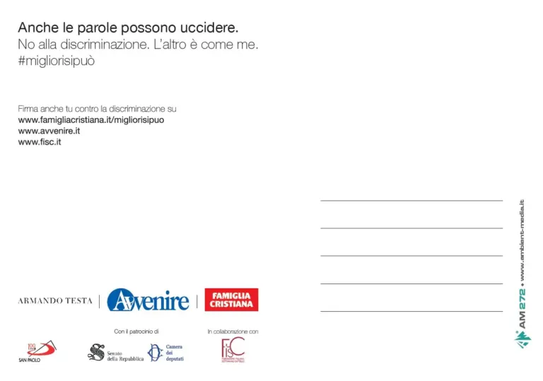 Anche le parole possono uccidere, la campagna #migliorisipuo sulle card nel circuito Ambient Media — foto 2