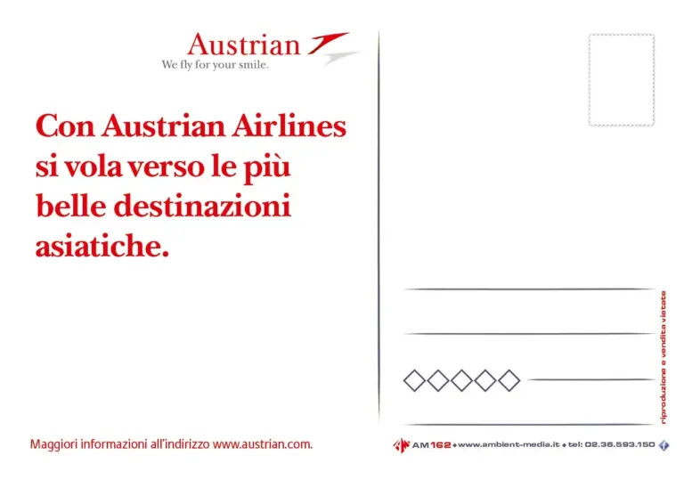 Austrian Airlines vola in Asia e lo comunica con una cartolina Ambient Media — foto 2