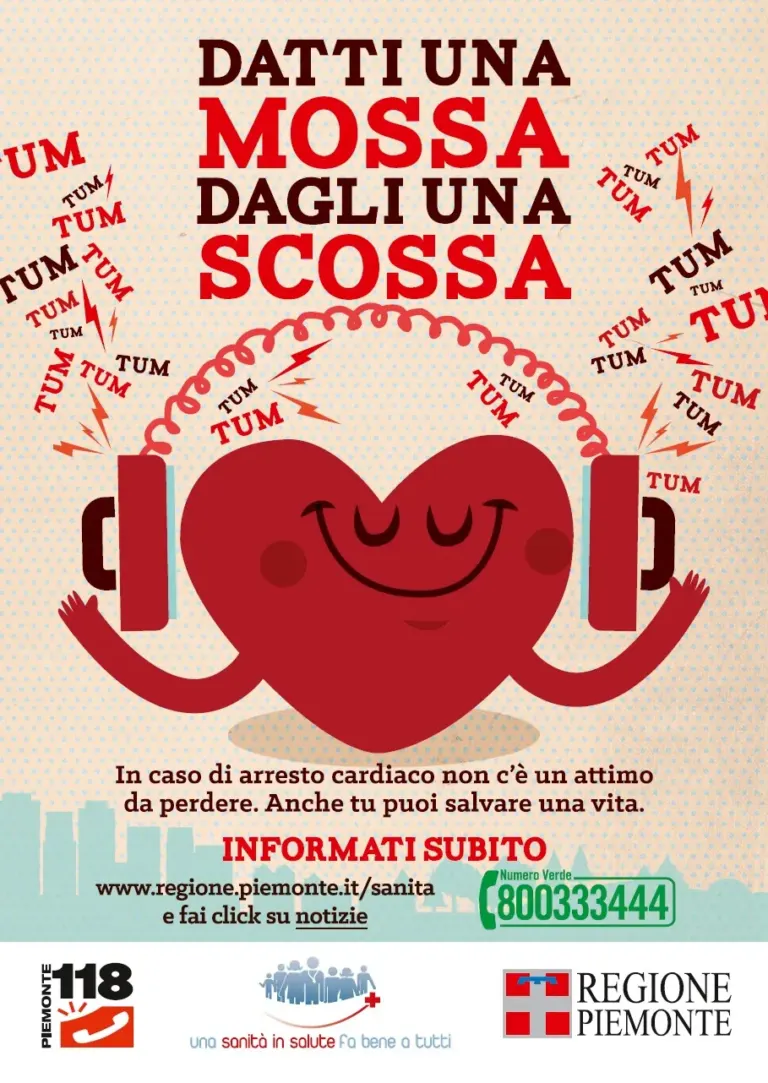 Regione Piemonte promuove i corsi di formazione all'uso del defibrillatore con le cartoline Ambient Media — foto 1