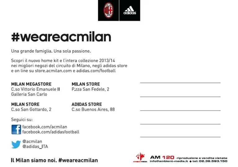 Il lancio della nuova maglia Adidas del Milan anche sulle cartoline Ambient Media — foto 2