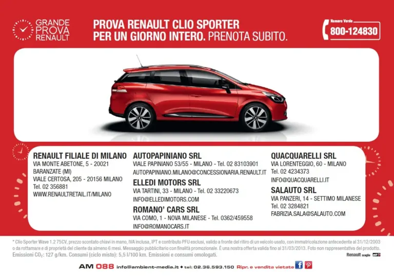Renault apre le porte alla nuova Clio Sporter con le cartoline pubblicitarie Ambient Media — foto 2