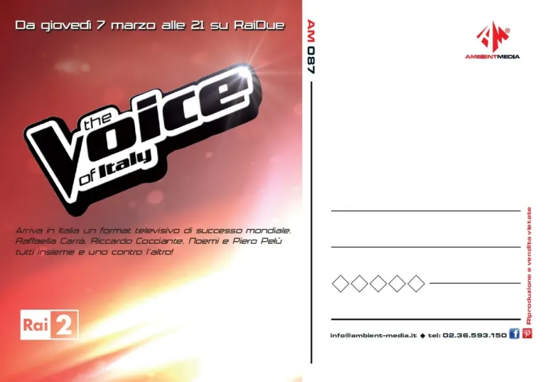 The Voice of Italy anche sulle cartoline pubblicitarie Ambient Media — foto 2