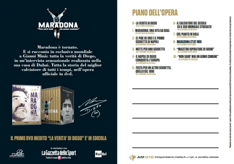 Maradona Non sarà mai un uomo comune. L'opera in dvd della Gazzetta dello Sport in comunicazione con le cartoline Ambient Media — foto 2