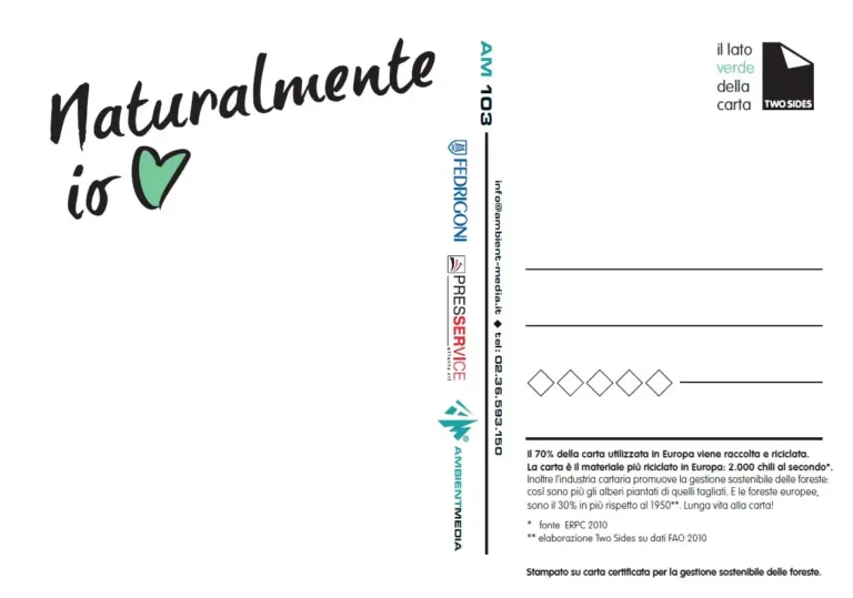 La Carta è amica dell'Ambiente. Lo dice Two Sides con le cartoline Ambient Media — foto 2