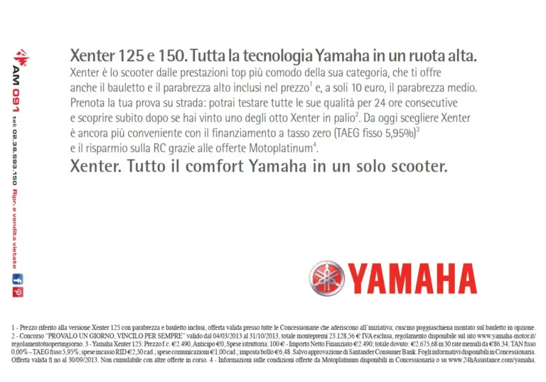 Yamaha Xenter in promozione sulle cartoline pubblicitarie Ambient Media — foto 2