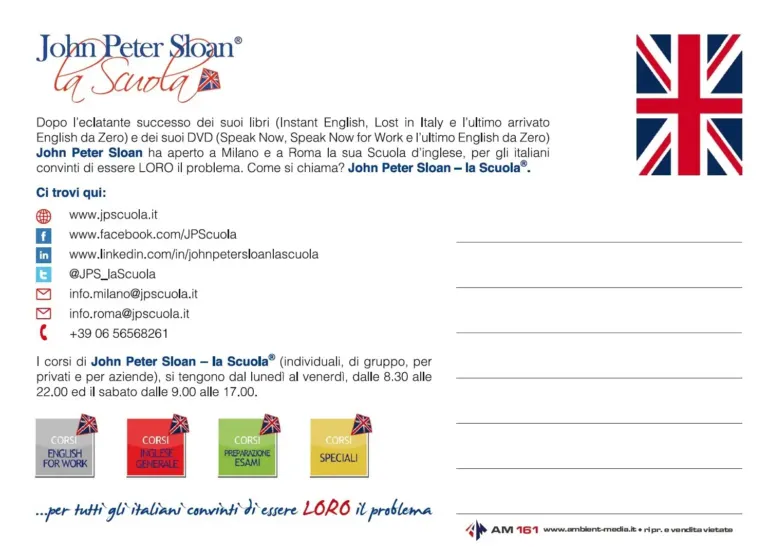 John Peter Sloan La scuola apre anche a Roma e invita all'Open Day con Ambient Media — foto 2