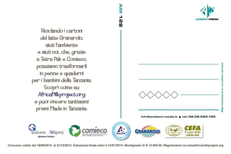 Tetra Pak Italia, Granarolo e Comieco insieme a CEFA Onlus promuovono la responsabilità sociale e ambientale sulle cartoline Ambient Media — foto 4
