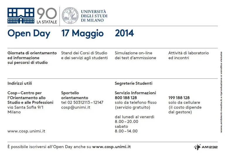 Università degli Studi di Milano invita all'Open Day con le cartoline Ambient Media — foto 2