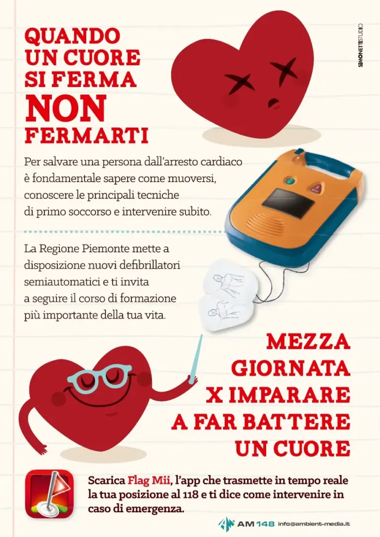 Regione Piemonte promuove i corsi di formazione all'uso del defibrillatore con le cartoline Ambient Media — foto 2