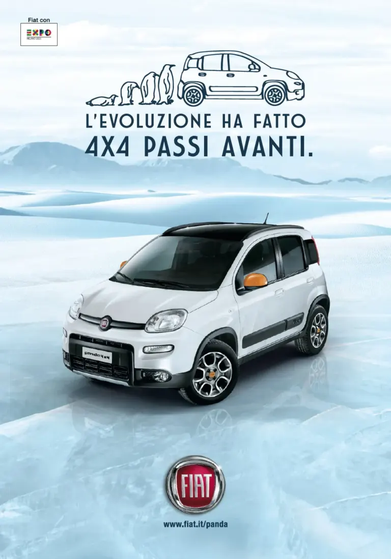Fiat Panda 4x4 e nuovo Freemont Black Code nelle località alpine con le cartoline pubblicitarie Ambient Media — foto 3