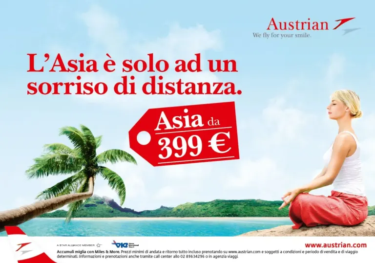 Austrian Airlines vola in Asia e lo comunica con una cartolina Ambient Media — foto 1